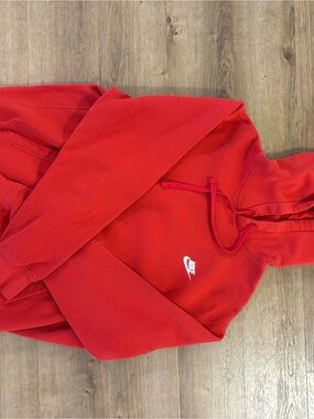 Nike Red Hoodie with White Logo Tag